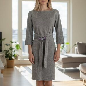 WORTH NEW YORK HERRINGBONE BLACK WHITE WOOL DRESS SZ 12